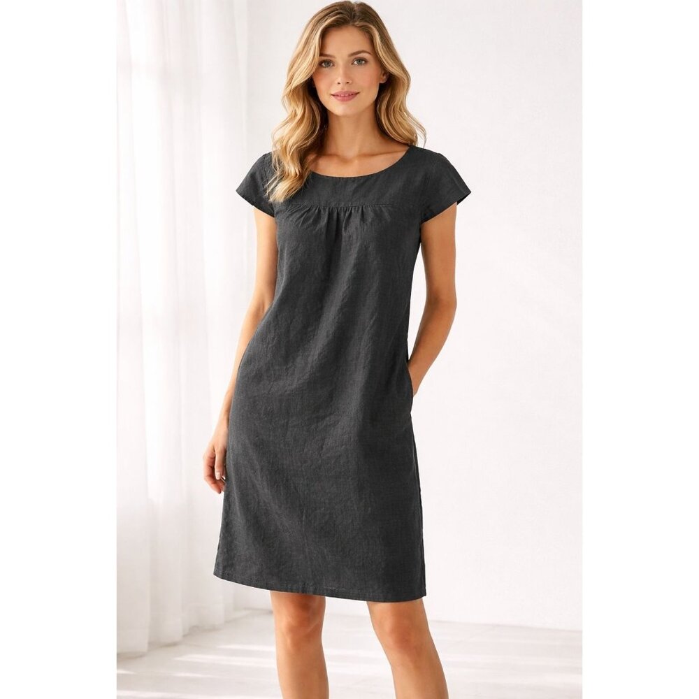 Semantiks Linen Blend Dress Charcoal Gray Sz M Medium Career Minimal Capsule